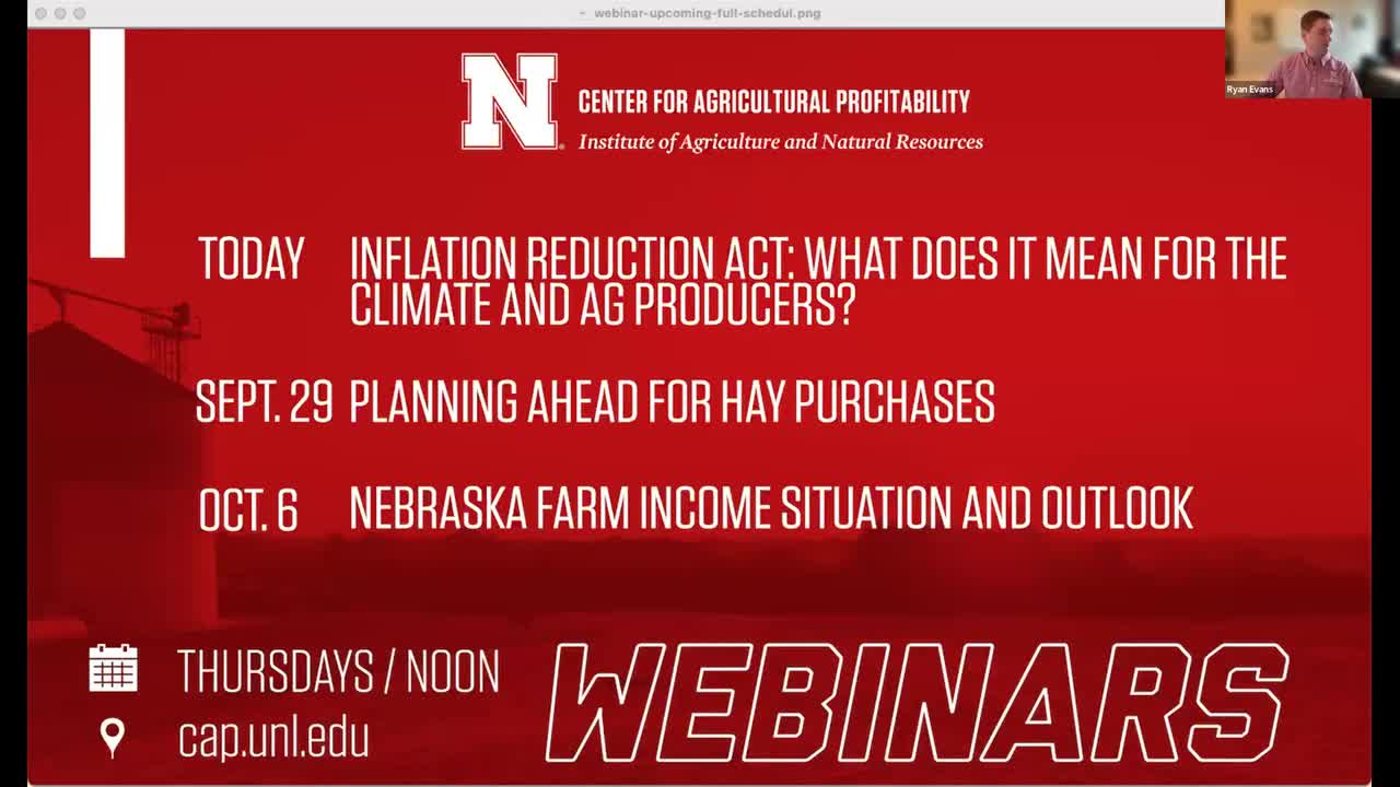 Inflation Reduction Act: What Does it Mean for the Climate and Ag Producers? (Sept. 22, 2022 Webinar)