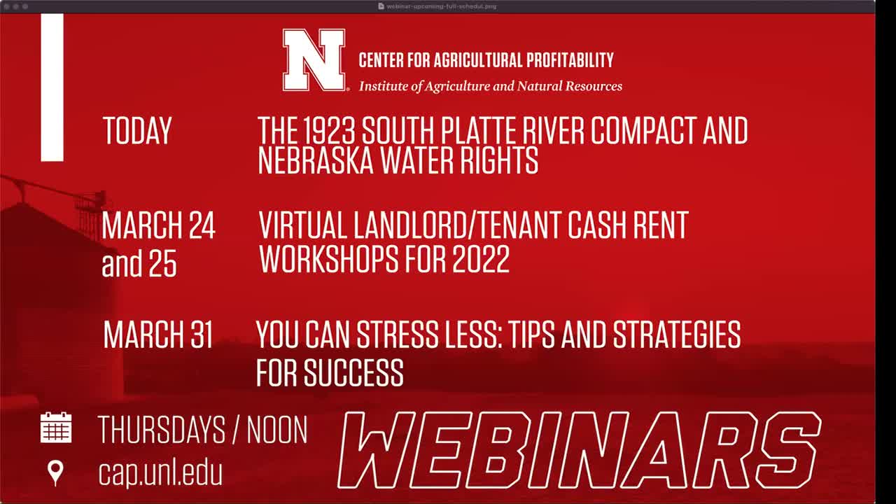 The 1923 South Platte River Compact and Nebraska Water Rights (March 17, 2022 Webinar)