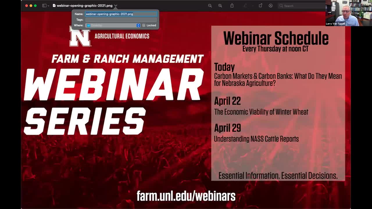 Carbon Markets and Carbon Banks: What Do They Mean for Nebraska Agriculture? (April 15, 2021 Webinar)