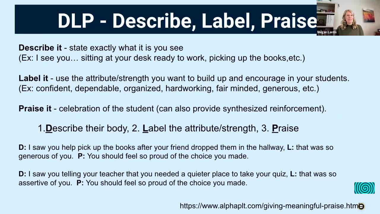 Module: Unlocking Potential:  Facilitating the Transition Process for Students with Autism - Micro Lesson: Describe, Label, Praise (4 minutes)