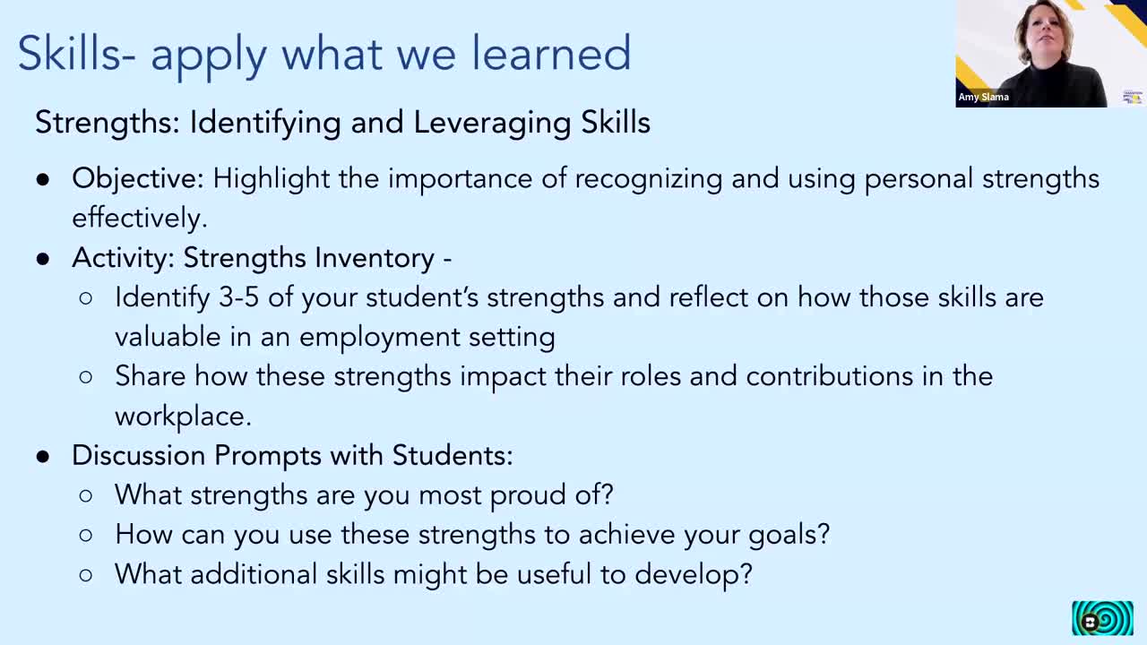 Module: Unlocking Potential:  Facilitating the Transition Process for Students with Autism - Activity: Skills (4 minutes)