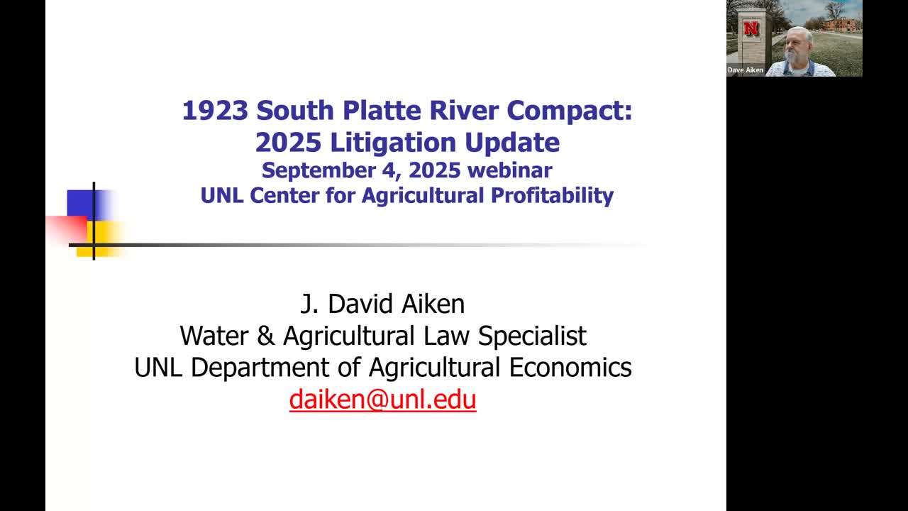 Nebraska/Colorado Water Lawsuit (Sept. 4, 2025 Webinar)