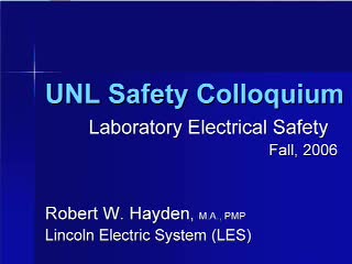 Electrical Safety in the Laboratory
