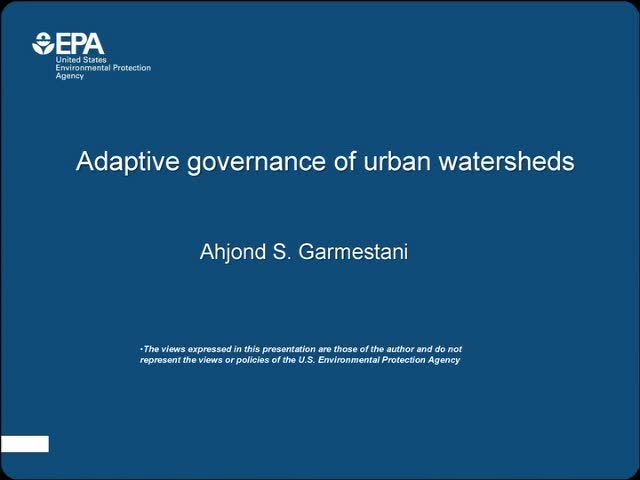 Spring 2013 Water Seminar Series - "Adaptive Governance of Urban Watersheds"