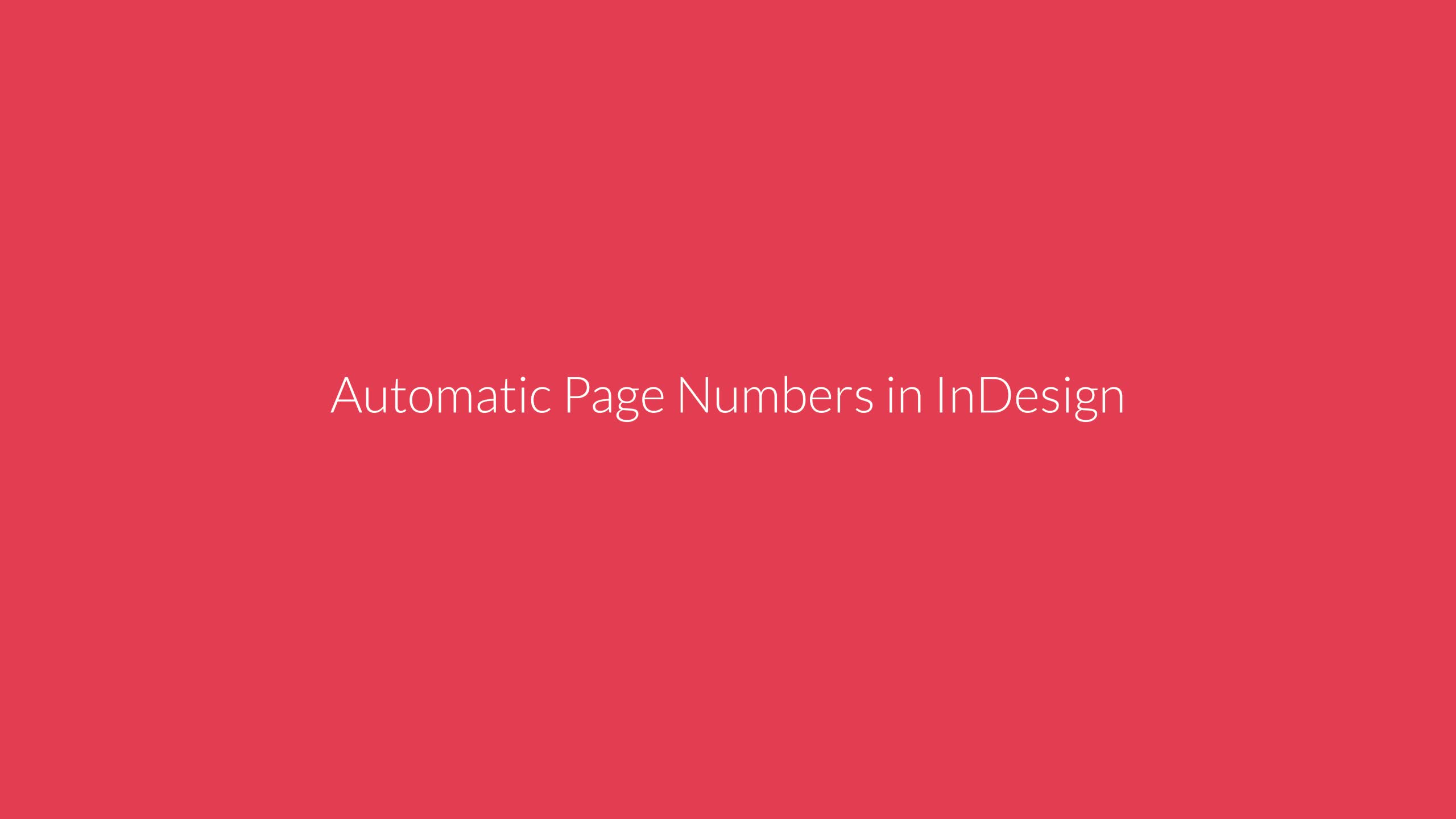 Automatic Page Number in InDesign