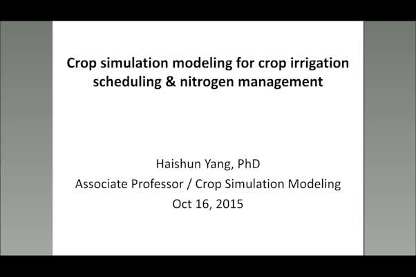 Crop simulation modeling for crop irrigation scheduling and nitrogen management