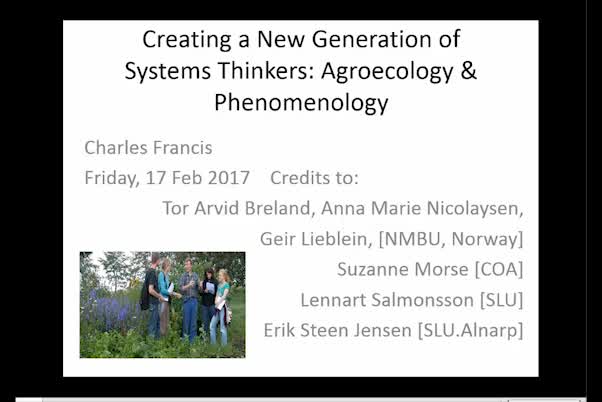 Creating a new generation of systems thinkers: Agroecology and phenomenology 