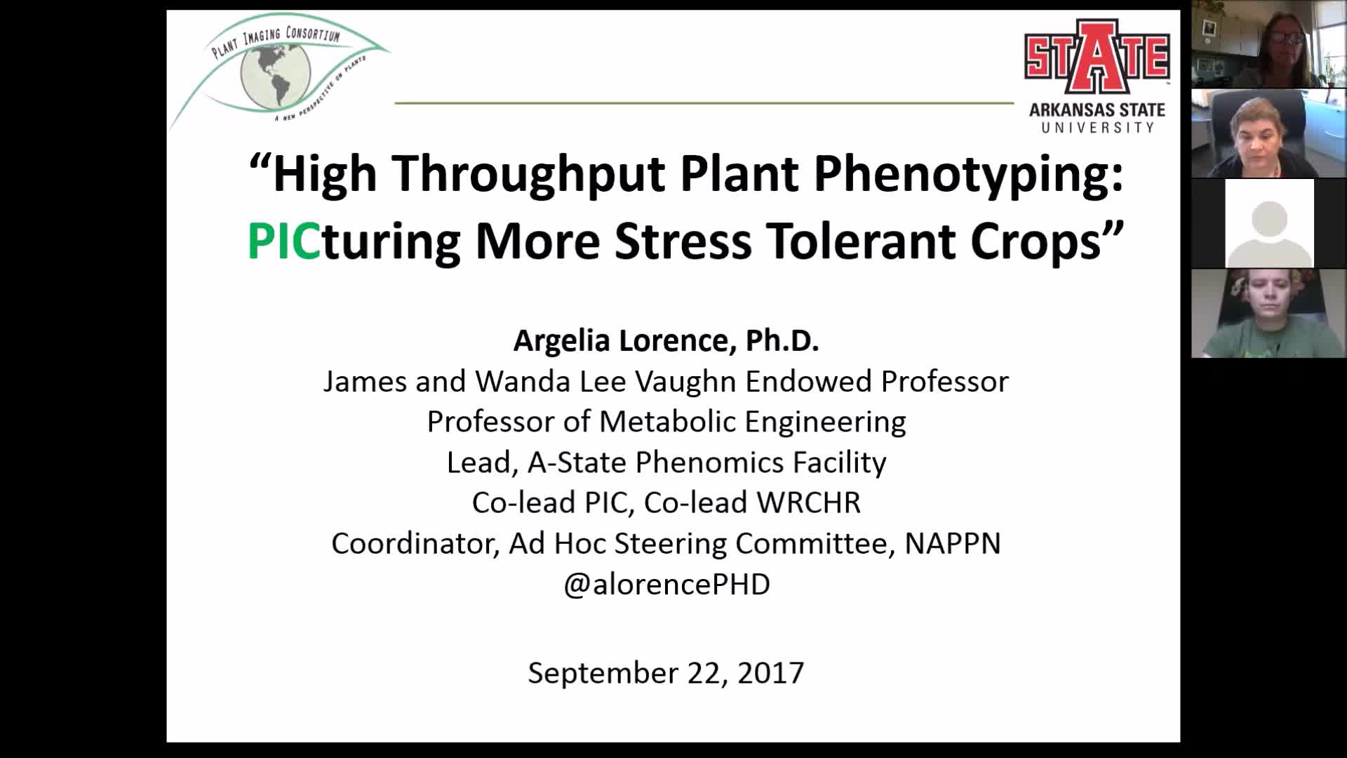 "High throughput plant phenotyping: PICturing more stress tolerant crops" 
