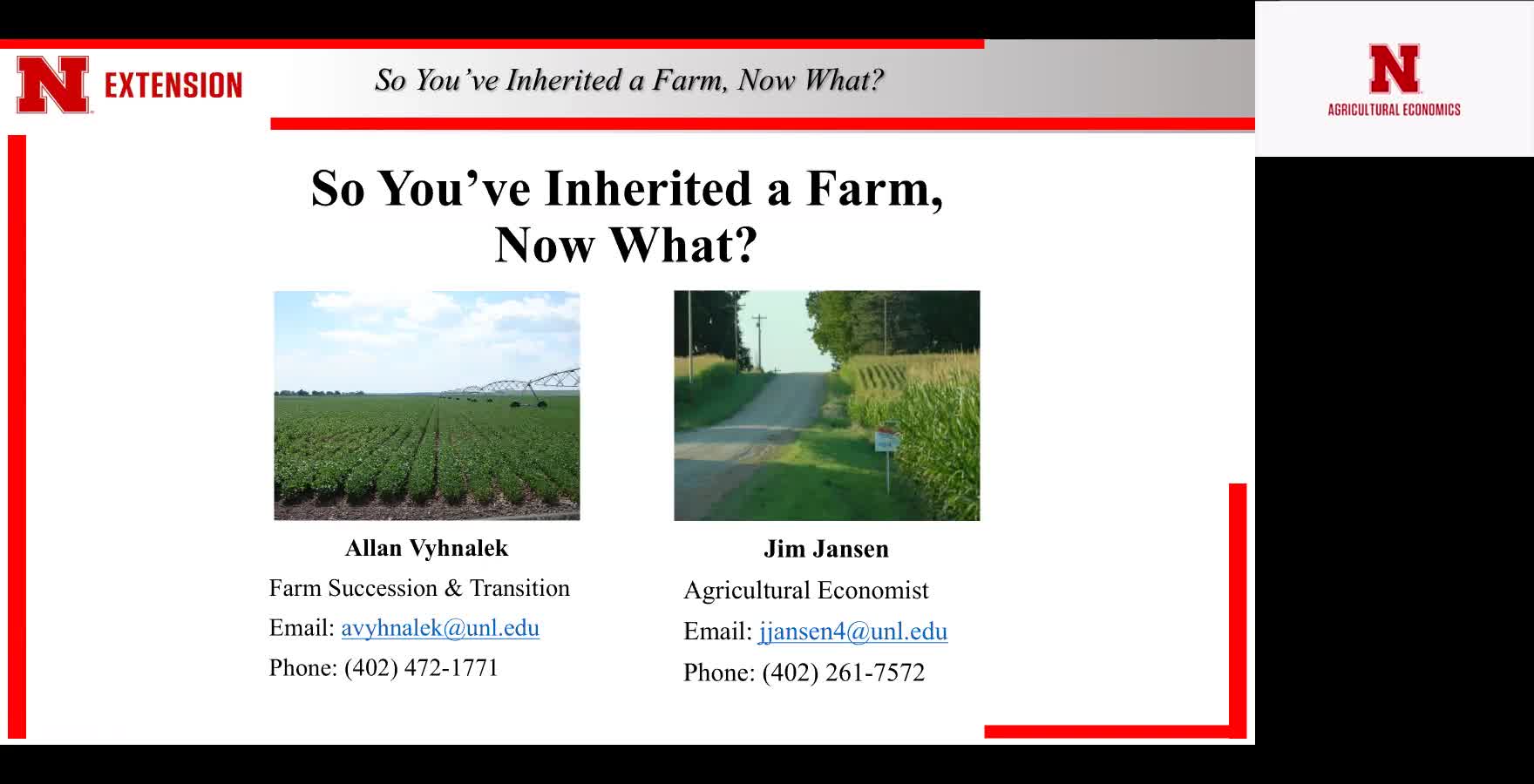 So You've Inherited a Farm, Now What? Farm Succession Webinar
