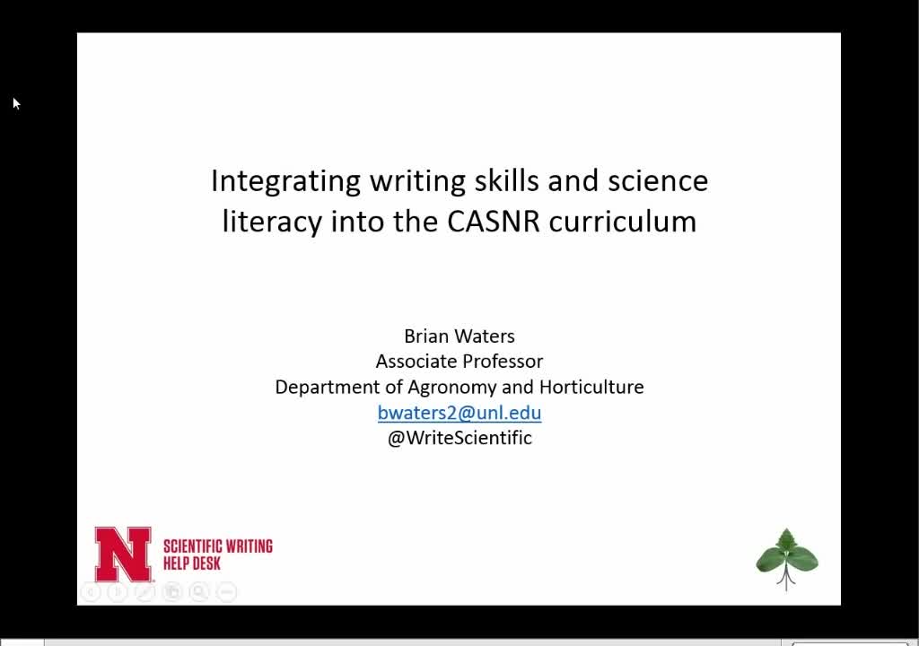 Integrating writing skills and science literacy into the CASNR curriculum