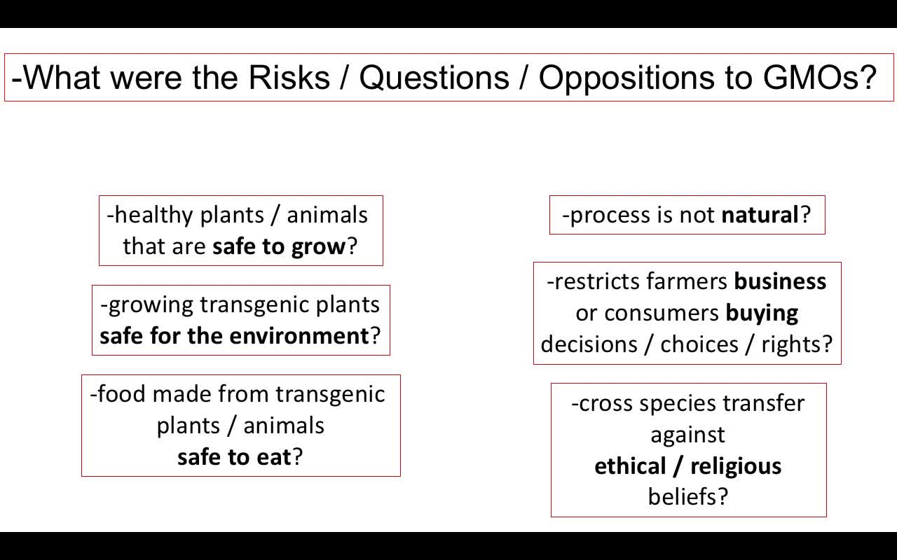 Risks, Benefits, and Regulation of GMOs