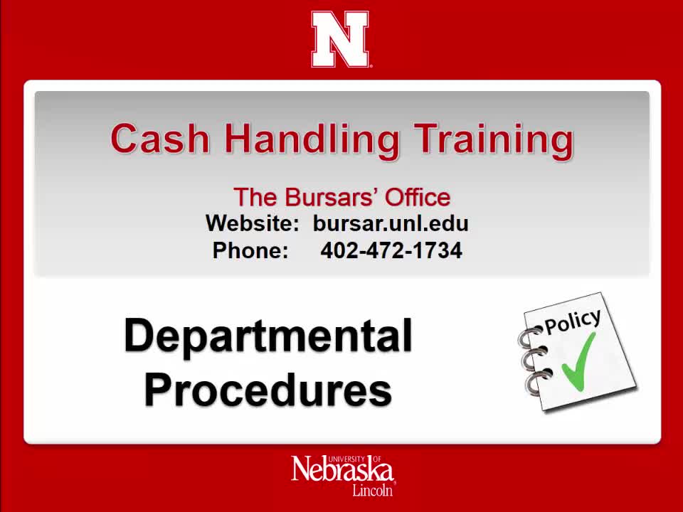Cash Handling 1:  Departmental Procedures